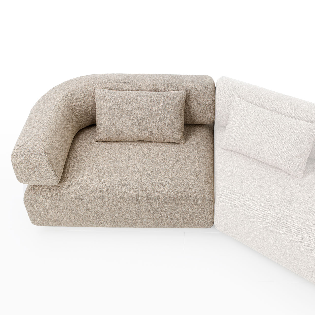 Eckelement 123/92 all together 73654 Beiges Eckelement mit Armlehne links und Kissen.