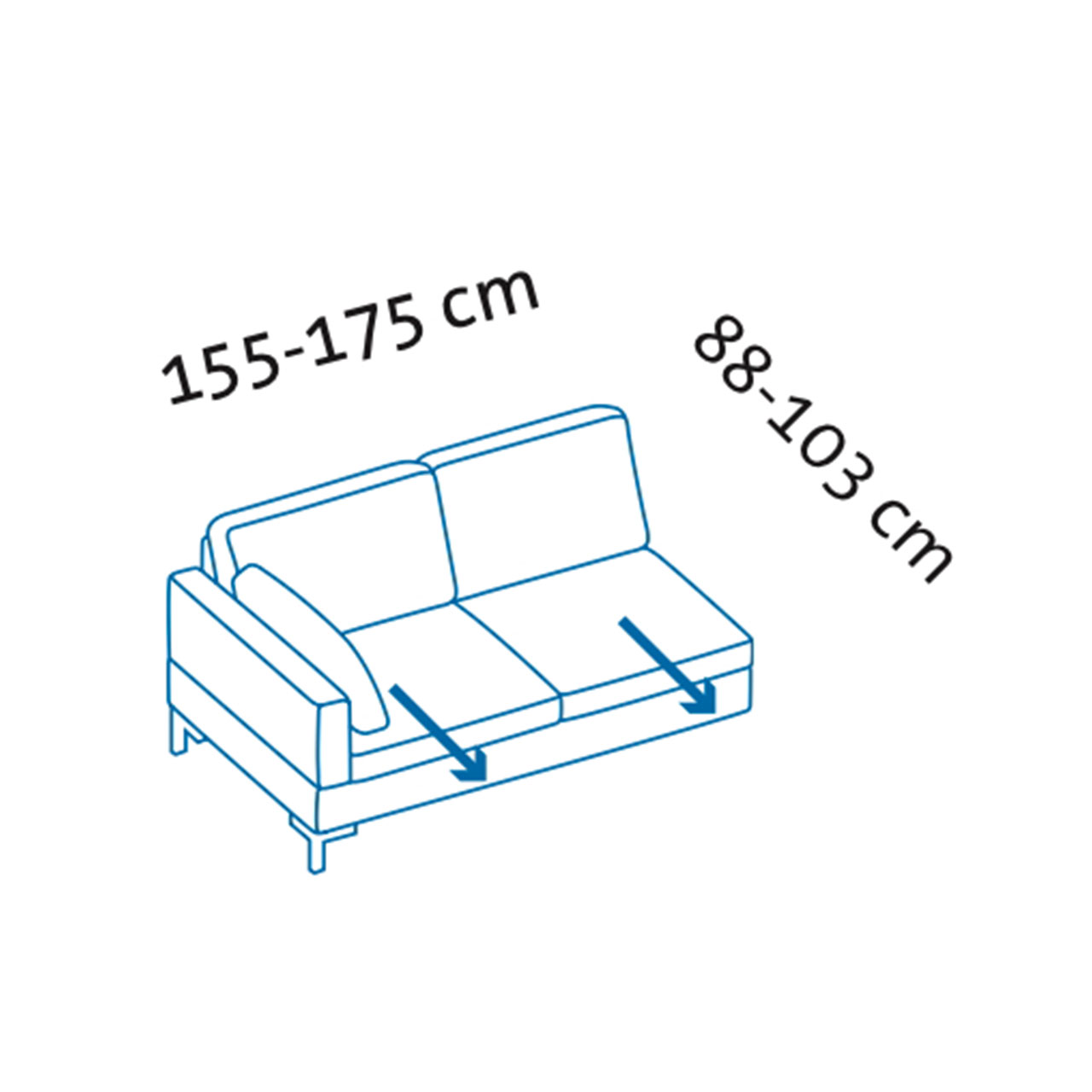 Maßzeichnung alba Anstellsofa W1