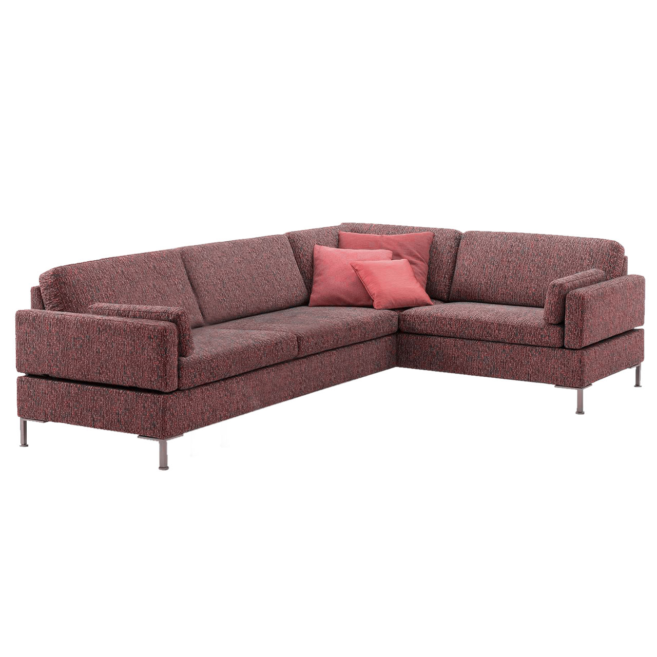 brühl alba - Garnitur 67620 + 67631 Rote Eckgarnitur mit Anstellsofa links und Eckanbausofa rechts.