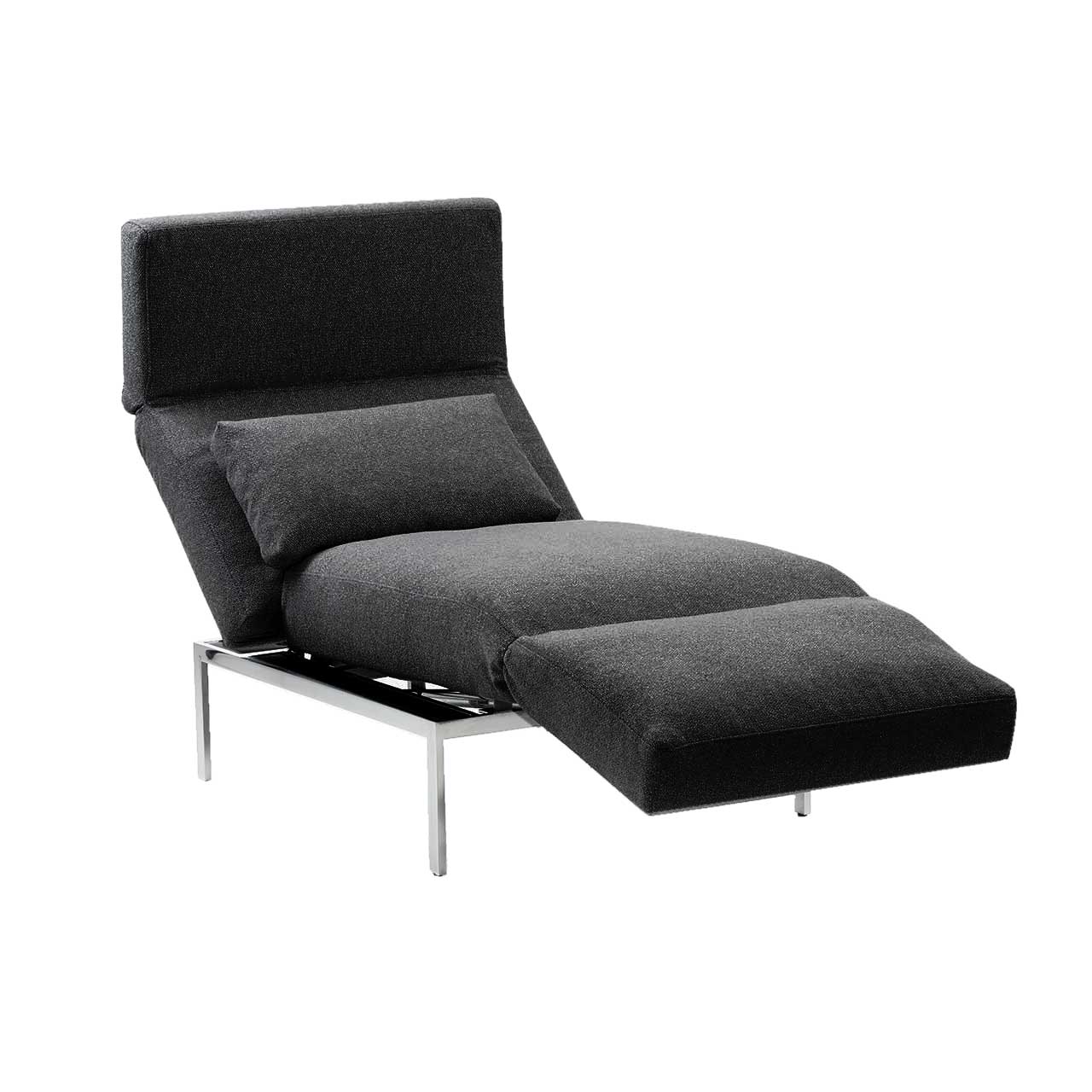 Multifunktionssessel brühl roro medium spring 73914 in Liegepostion Der Multifunktionssessel der Serie roro medium spring ausgeklappt zur Liegeposition in schwarzem Stoff.