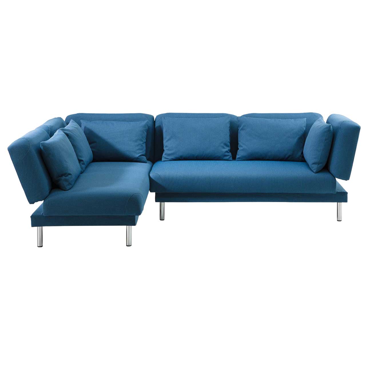 brühl tam 55250 + 55250 Eckgarnitur aus zwei Openends in blauem Stoff.