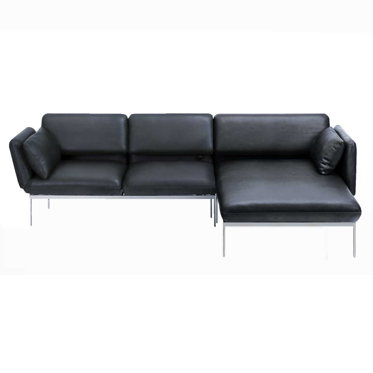 Kombination brühl roro medium classic Kombination aus Longchair rechts und Anstellsofa links der Serie roro medium classic in schwarzem Leder.