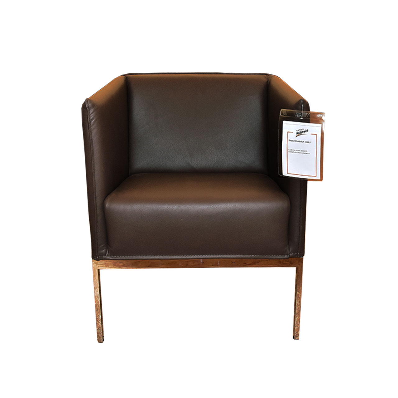 brühl randolph - Sessel Leder 5663-35 Sessel in braunem Leder mit Untergestell chrom glänzend.