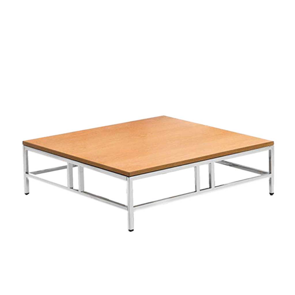 brühl easy pieces 62090 Quadratischer Wohnzimmertisch mit Metall glänzendem Untergestell und Tischplatte in Buche.