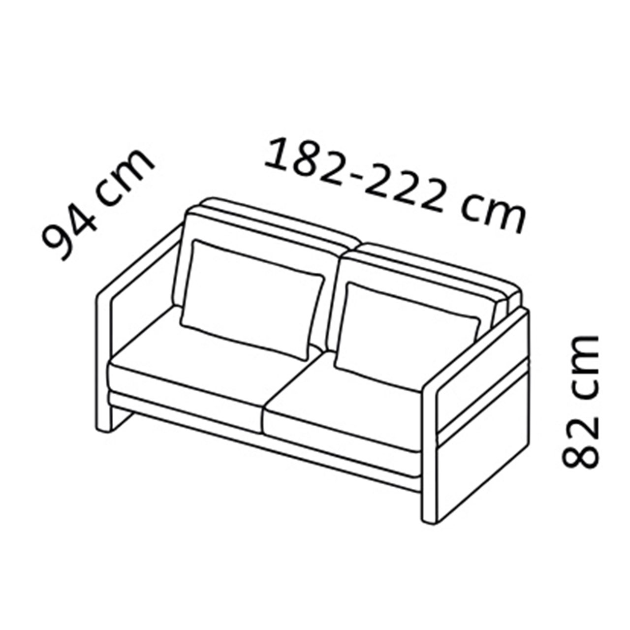 Maßzeichnung für das Gästebett cara 48416.