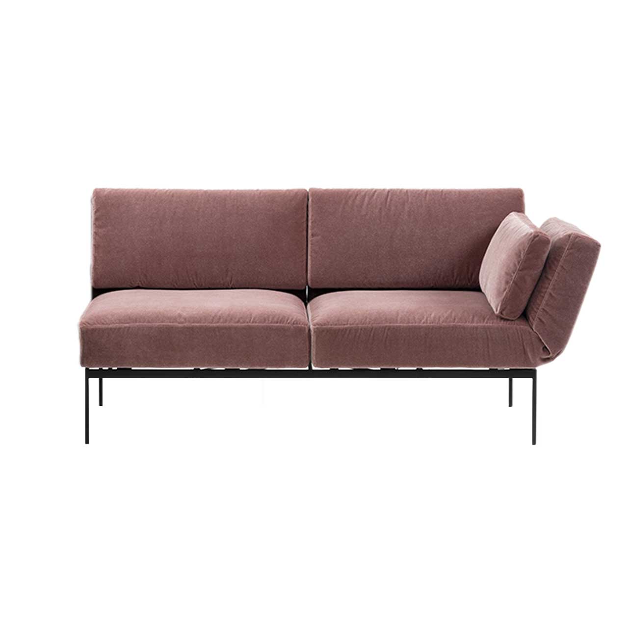 Anstellsofa brühl roro medium soft 74007 Das Anstellsofa der Serie roro medium soft mit zwei Sitzplätzen und Armlehne rechts in rosefarbenem Stoff.
