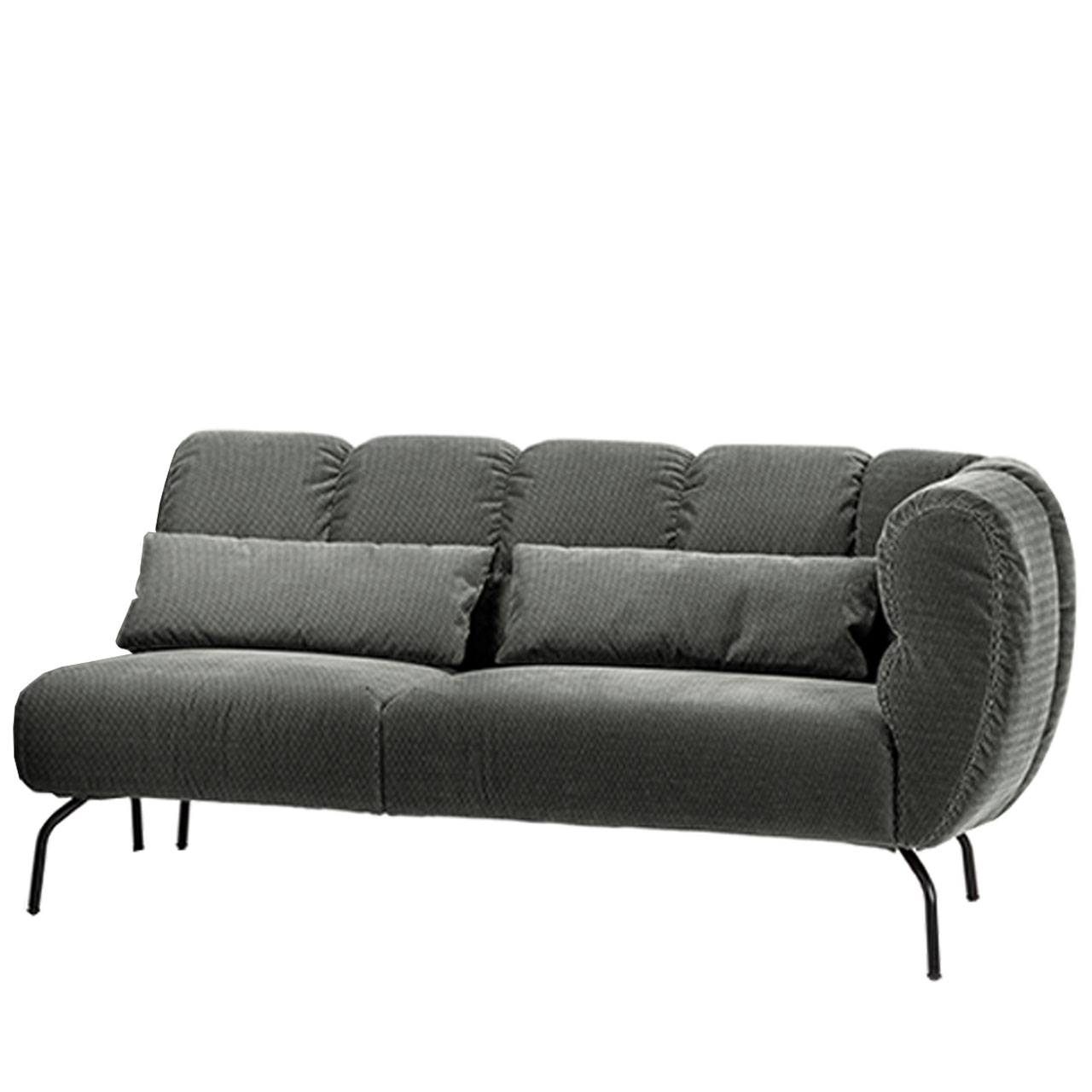 brühl magnolia - Anstellsofa 2-Sitzer rechts 73023 Anstellsofa der Serie brühl magnolia mit Armlehne rechts in graugrünem Stoff mit schwarzen Metallfüßen.