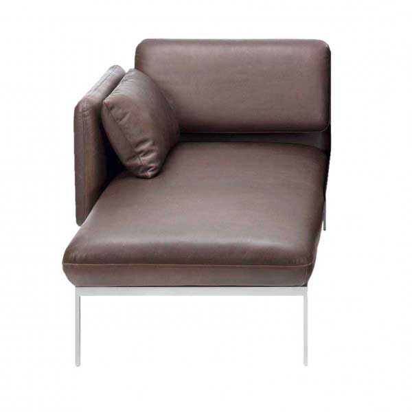 Longchair brühl roro medium classic 74122 Longchair in braunem Leder mit Armlehne links der Serie roro medium classic.