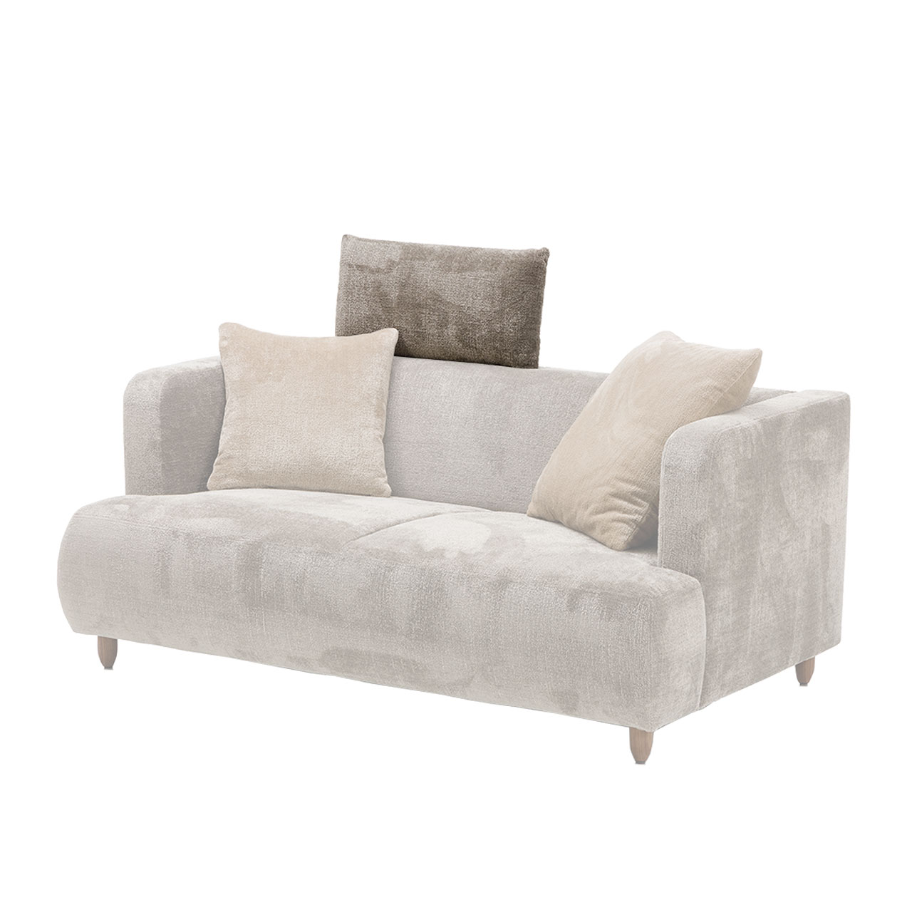 brühl aoyama 75084 Braunes Stoffsofa mit Kopfstütze. Die Kopfstütze ist farblich hervorgehoben.