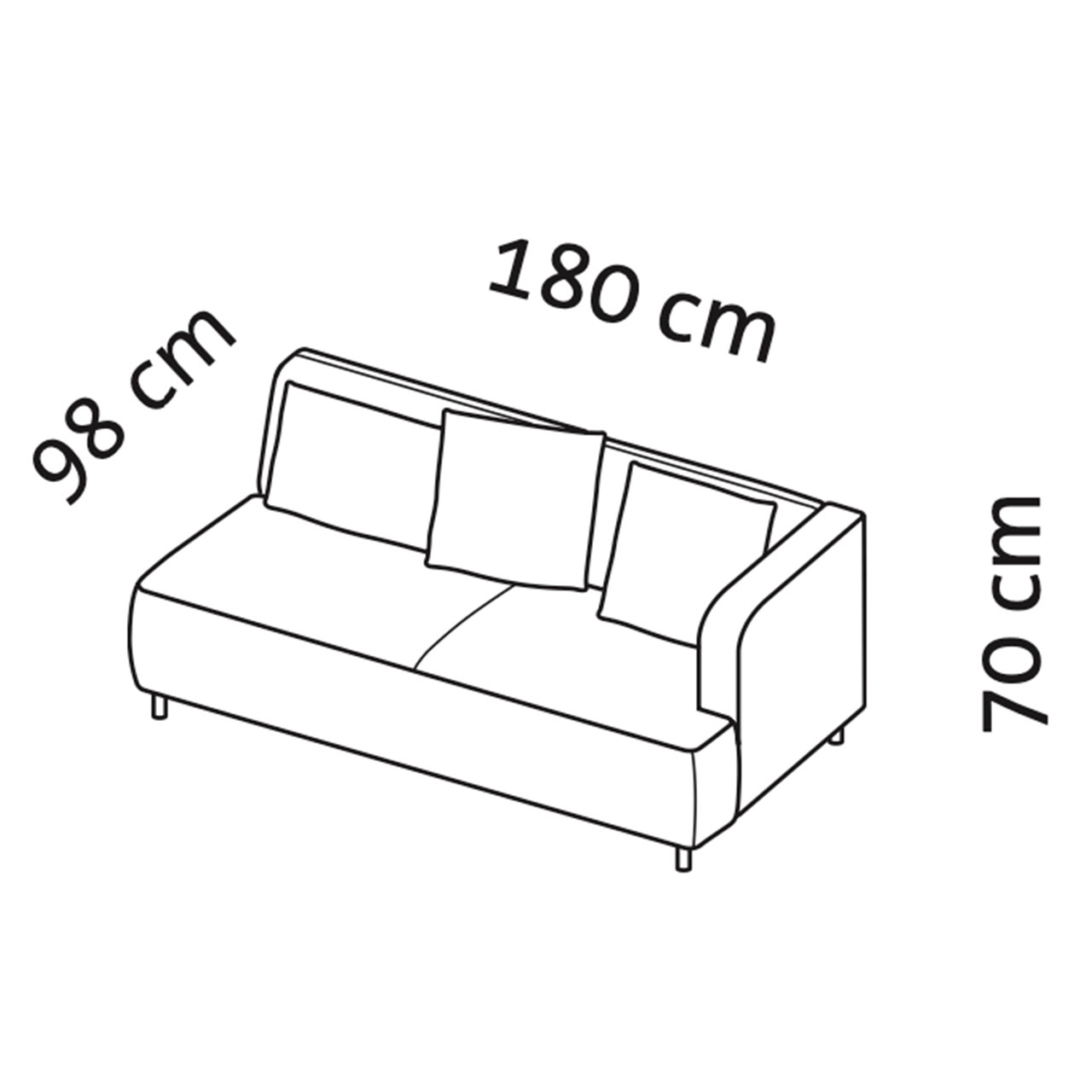  Maßzeichnung brühl aoyama Anstellsofa Armlehne rechts