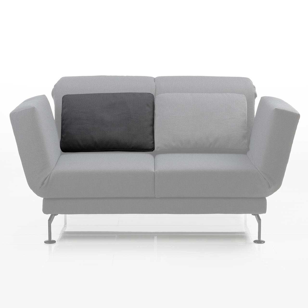 brühl moule - Bodenkissen 73183 Rechteckiges Kissen in grauem Stoff auf zweisitzigem Sofa.