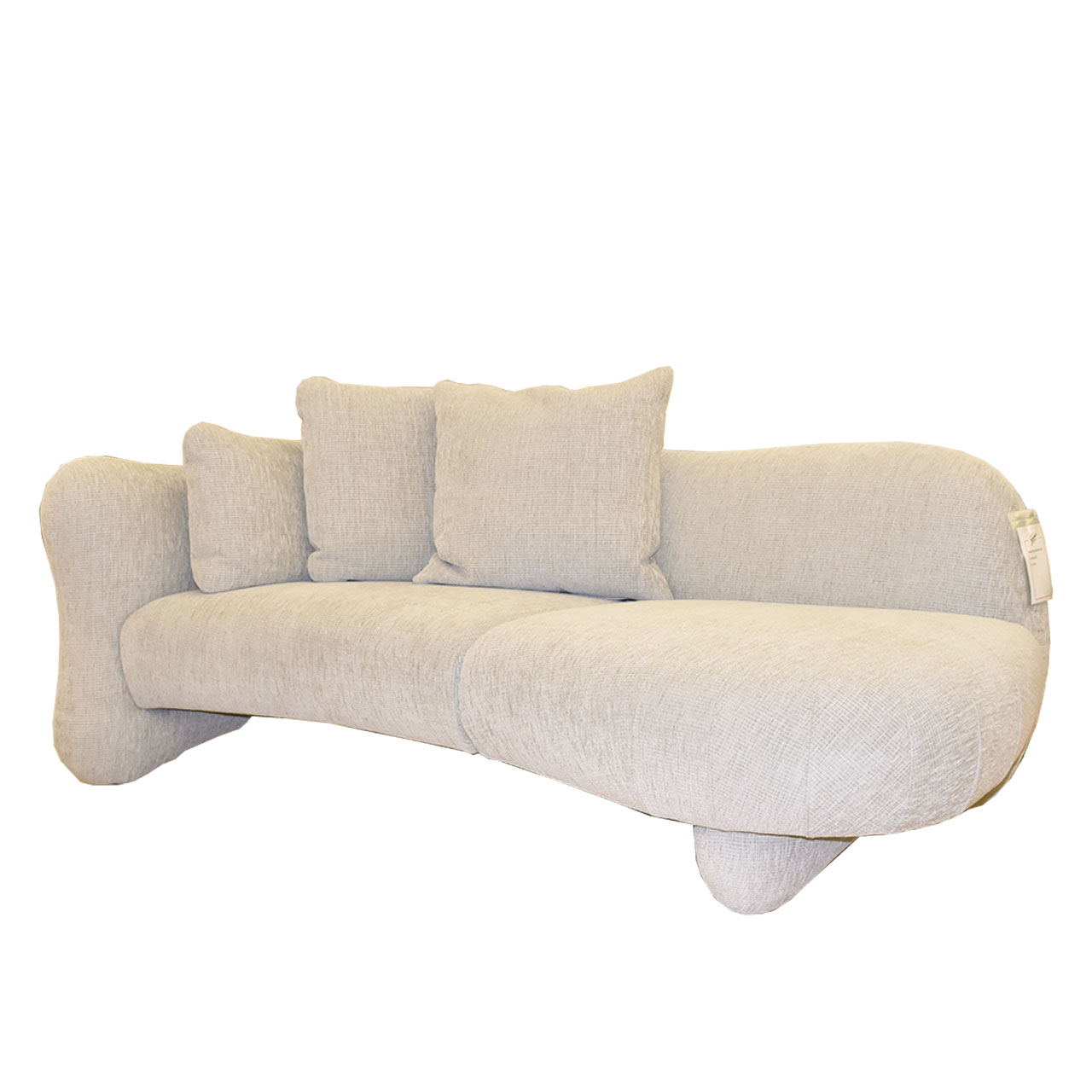 brühl bongo bay - Openend 71431 Geschwungenes Openend mit Armlehne links in cremeweiß mit 3 Kissen.