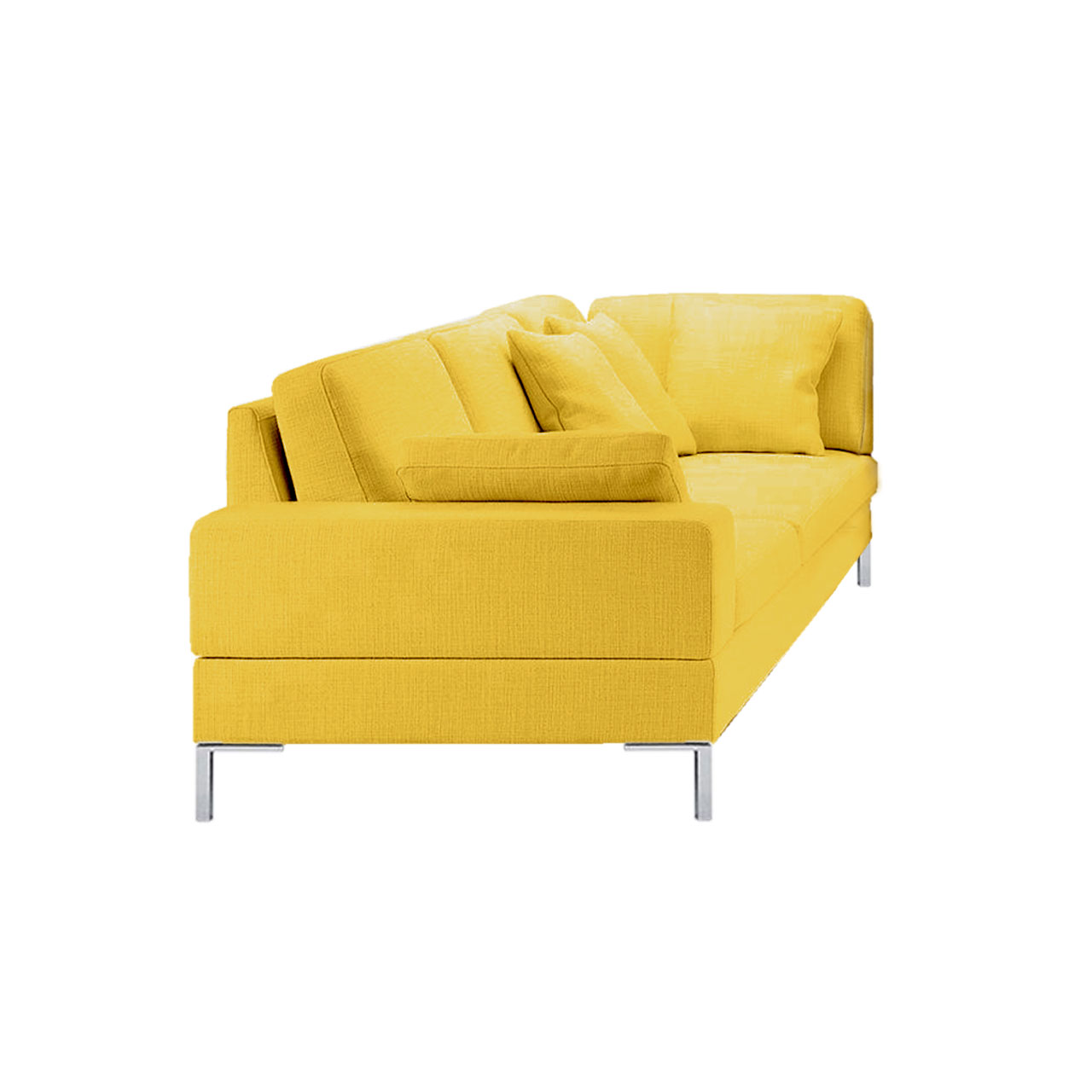 brühl alba - Eckanbausofa B1 Gelbes Sofa mit Beinen in chrom glänzend.