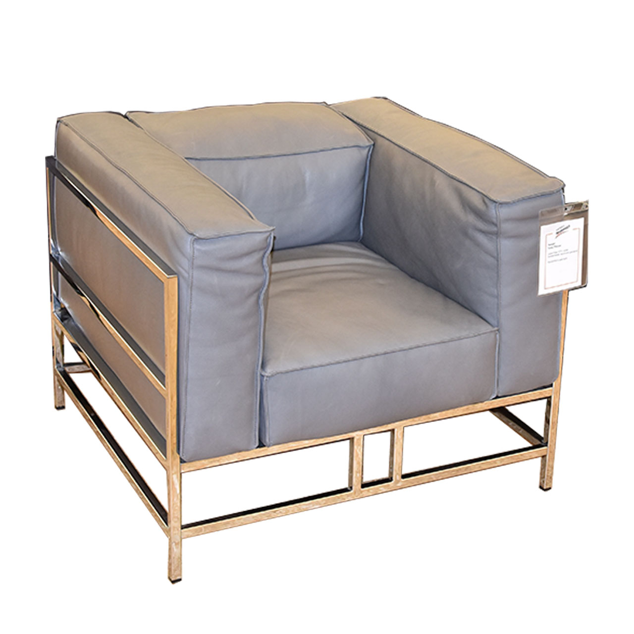 brühl easy pieces - Sessel 62002 Ledersessel in grauem Leder. Das Gestell ist Metall glänzend.