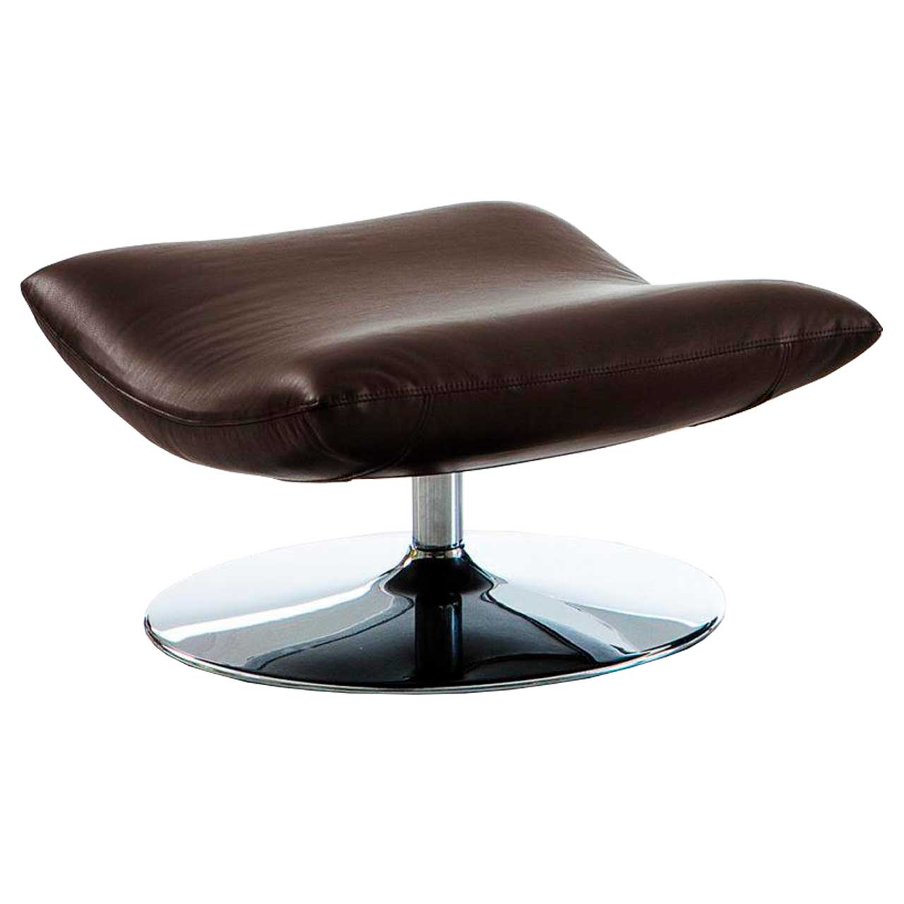 brühl gerard 59661 Schwarzer Lederhocker mit chrom glänzenden Drehteller.