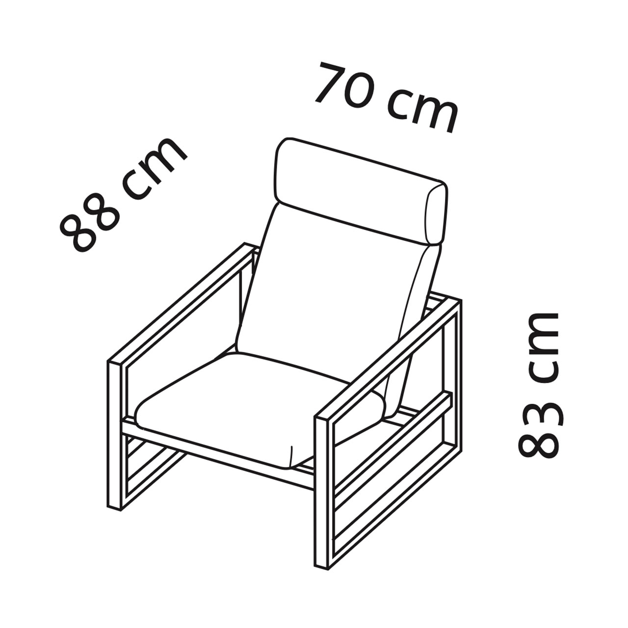 Maßzeichnung für den Lounge-Sessel grace 68111.