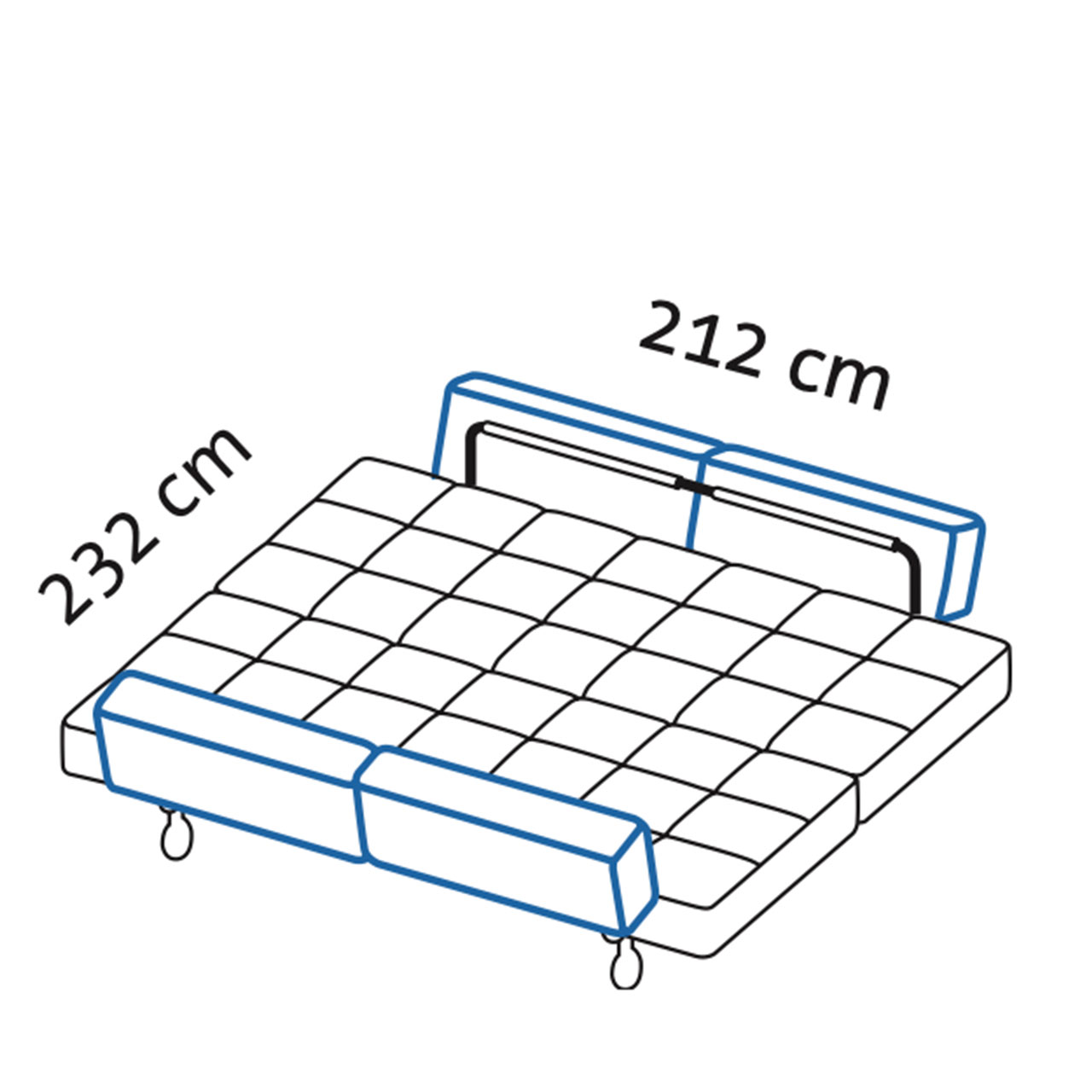Maßzeichnung Doppelbett brühl jerry Daybed. Maßzeichnung für ein Doppelbett bestehend aus zwei Daybeds jerry 41614.
