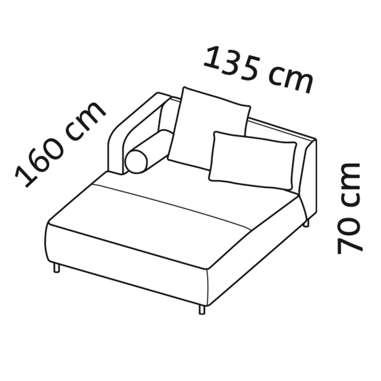 Maßzeichnung brühl aoyama Longchair