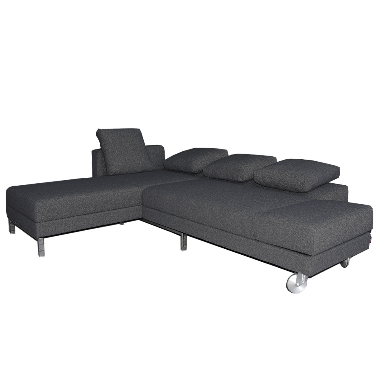 brühl four-two compact – Drehsofa 68899 Ecksofa in dunkelgrauem Stoff.