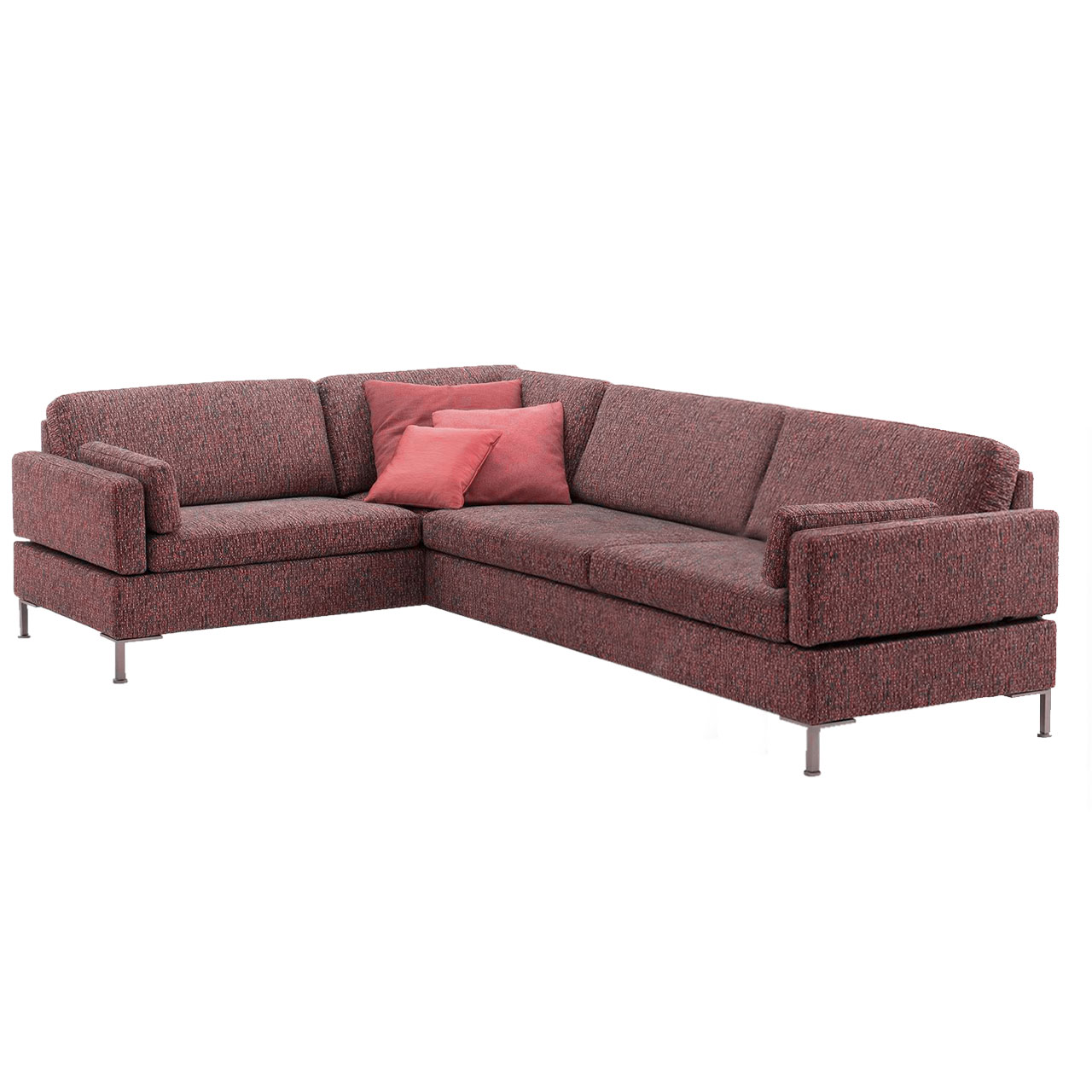 brühl alba - Garnitur 67630 + 67621 Rote Eckgarnitur mit Anstellsofa rechts und Eckanbausofa links.