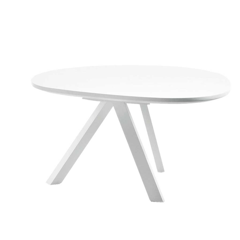 brühl mosspink - Tisch medium 56292 Weißer Beistelltisch mit ungleichmäßig gerundeter Tischplatte. Der Tisch hat drei Beine.