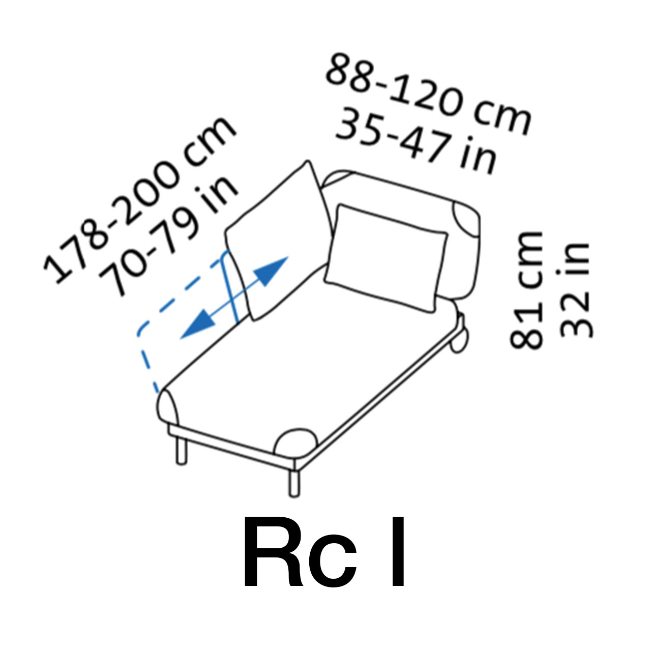 Maßzeichnung brühl tam 55340 Maßzeichnung brühl tam Recamiere Armlehne links
