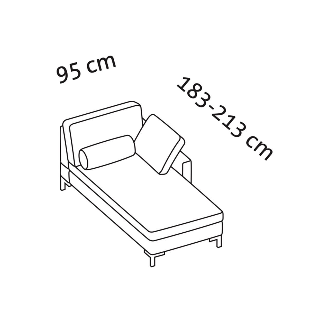 Maßzeichnung alba system Longchair A2