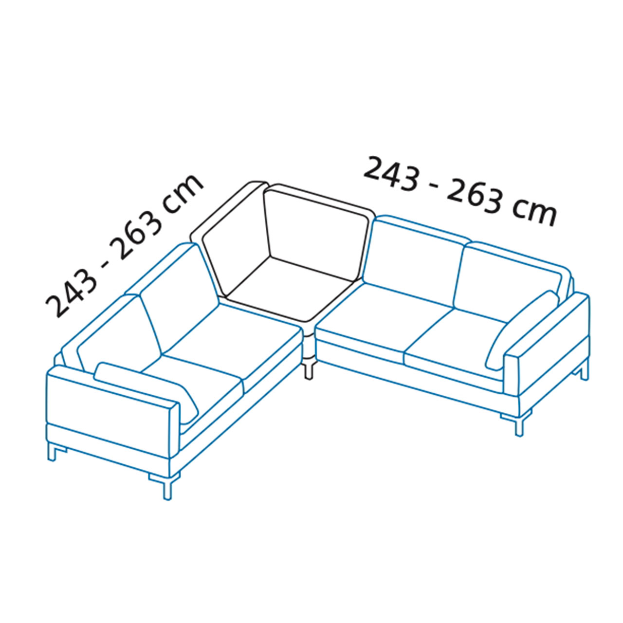 Maßzeichnung alba system Garnitur W1 + E + W2