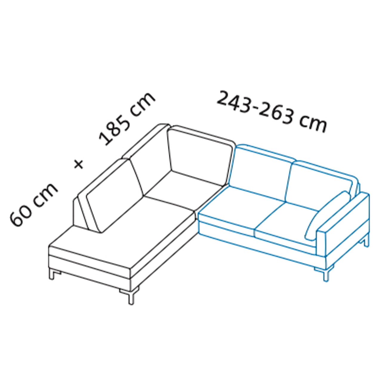 Maßzeichnung alba system Garnitur D1 + W2