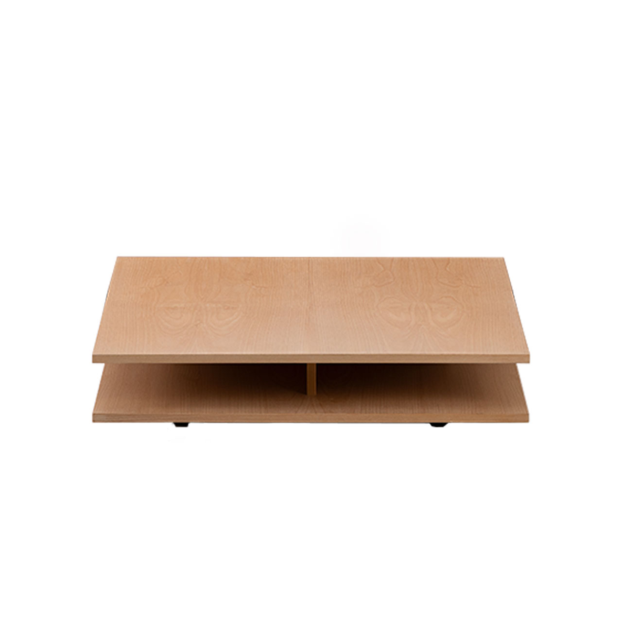 Tisch all together 73690 Ein niedriger quadratischer Tisch aus Holz. Der Tisch hat keine Beine sondern steht auf Kunststoffgleitern.