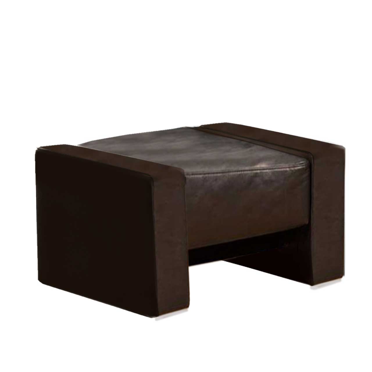 brühl visavis Hocker 21761 Freigestellter kubischer Hocker in dunkelbraunem Leder.