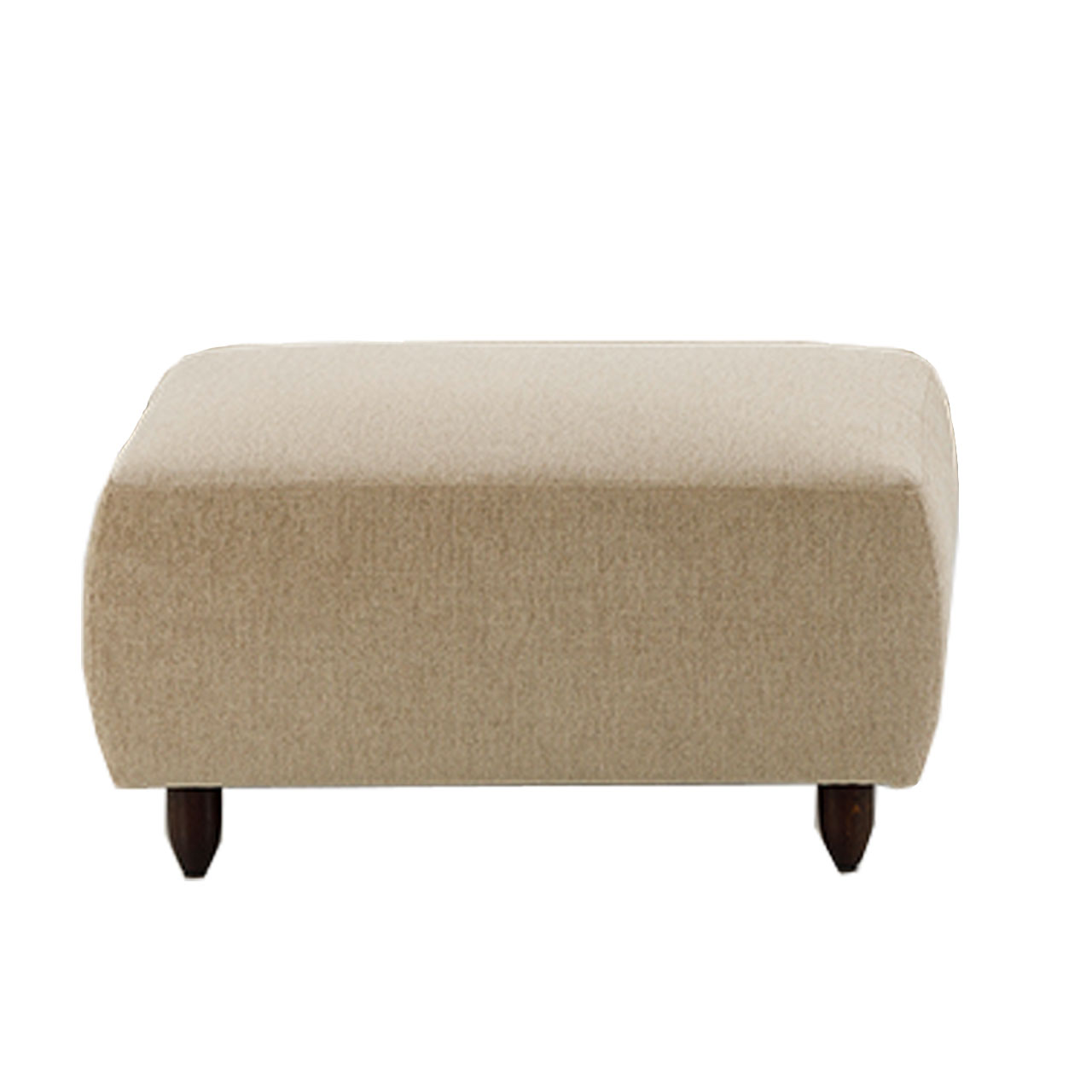 brühl aoyama 75062 Quadratischer Hocker mit konischen Holzfüßen. Der Stoff ist beige.