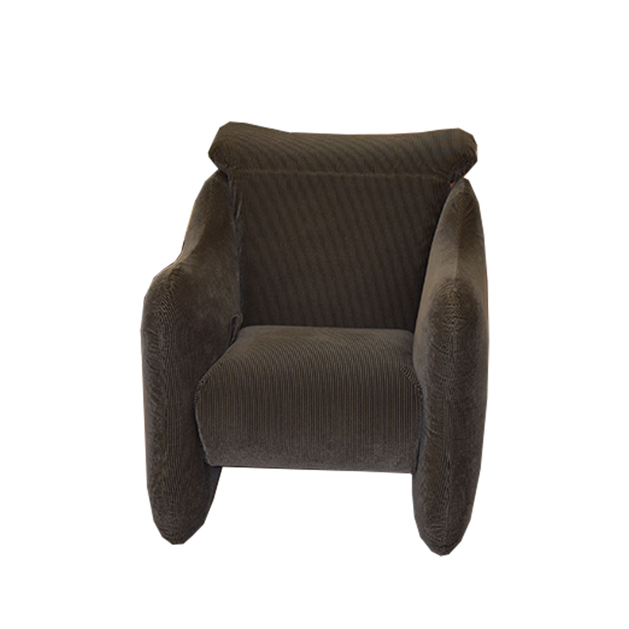 brühl bongo bay - Hochlehnsessel 71502 mit Hocker 71461 Dunklebrauner Sessel mit geschlossenen Armlehnen und abgeklappter Kopfstütze.