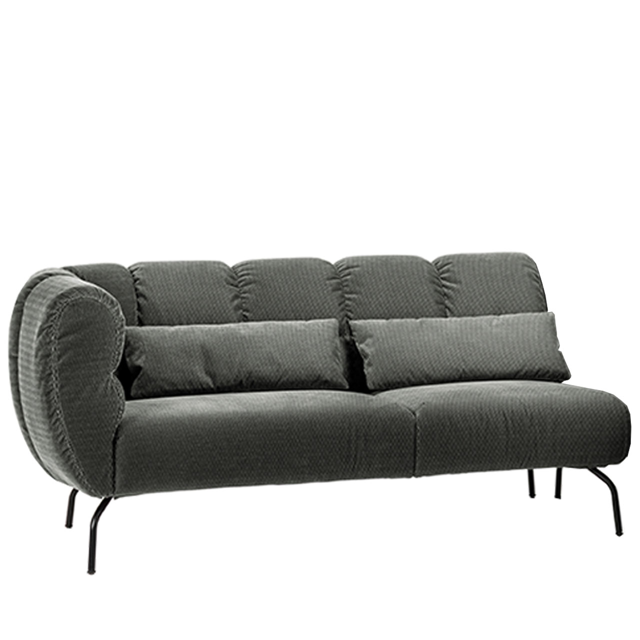 brühl magnolia - Anstellsofa 2-Sitzer links 73022 Anstellsofa der Serie brühl magnolia mit Armlehne links in graugrünem Stoff mit schwarzen Metallfüßen.