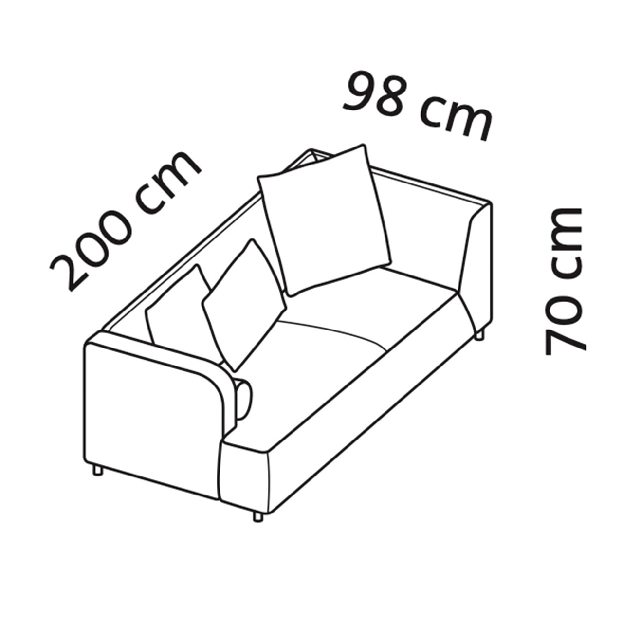 Maßzeichnung brühl aoyama Eckanbausofa Armlehne links