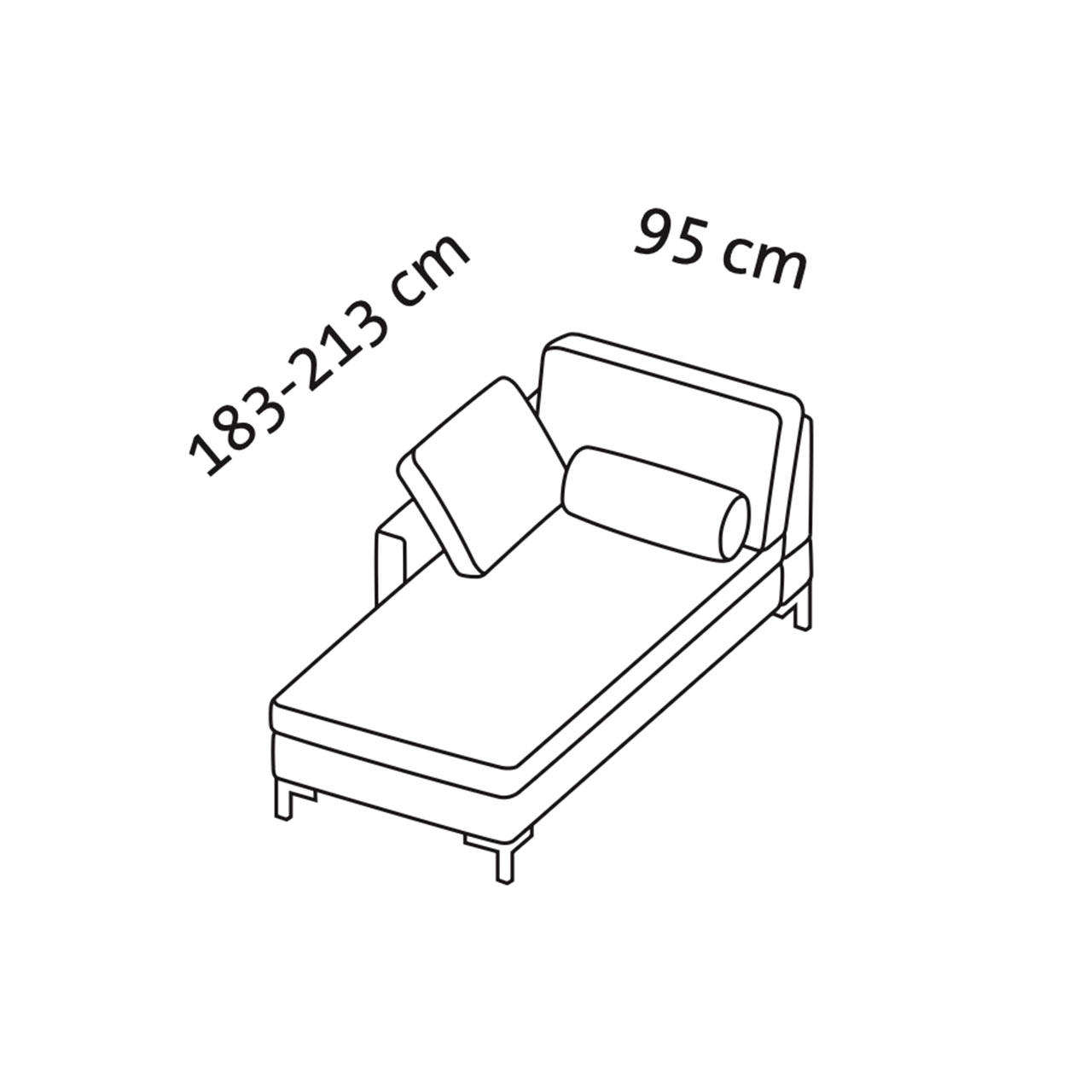 Maßzeichnung alba system Longchair A1