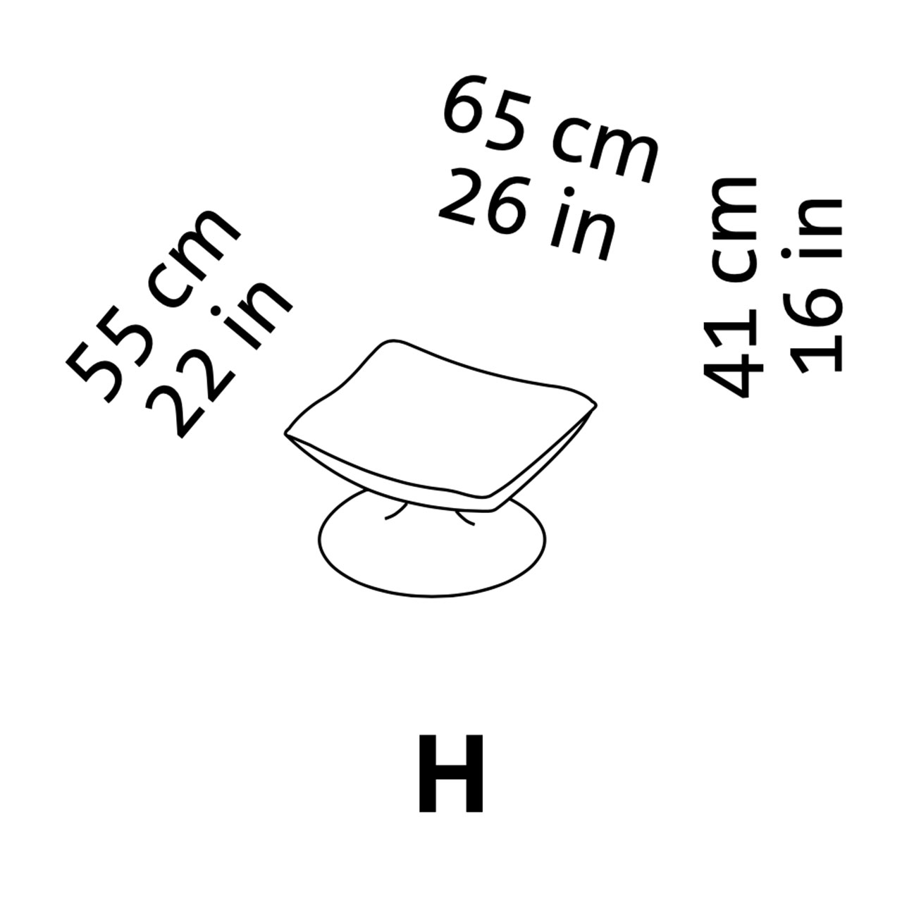 Maßzeichnung für den Hocker gerard 59661.