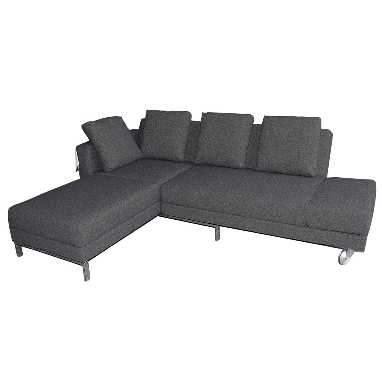 brühl four-two compact – Drehsofa 68899 Ecksofa in dunkelgrauem Stoff.